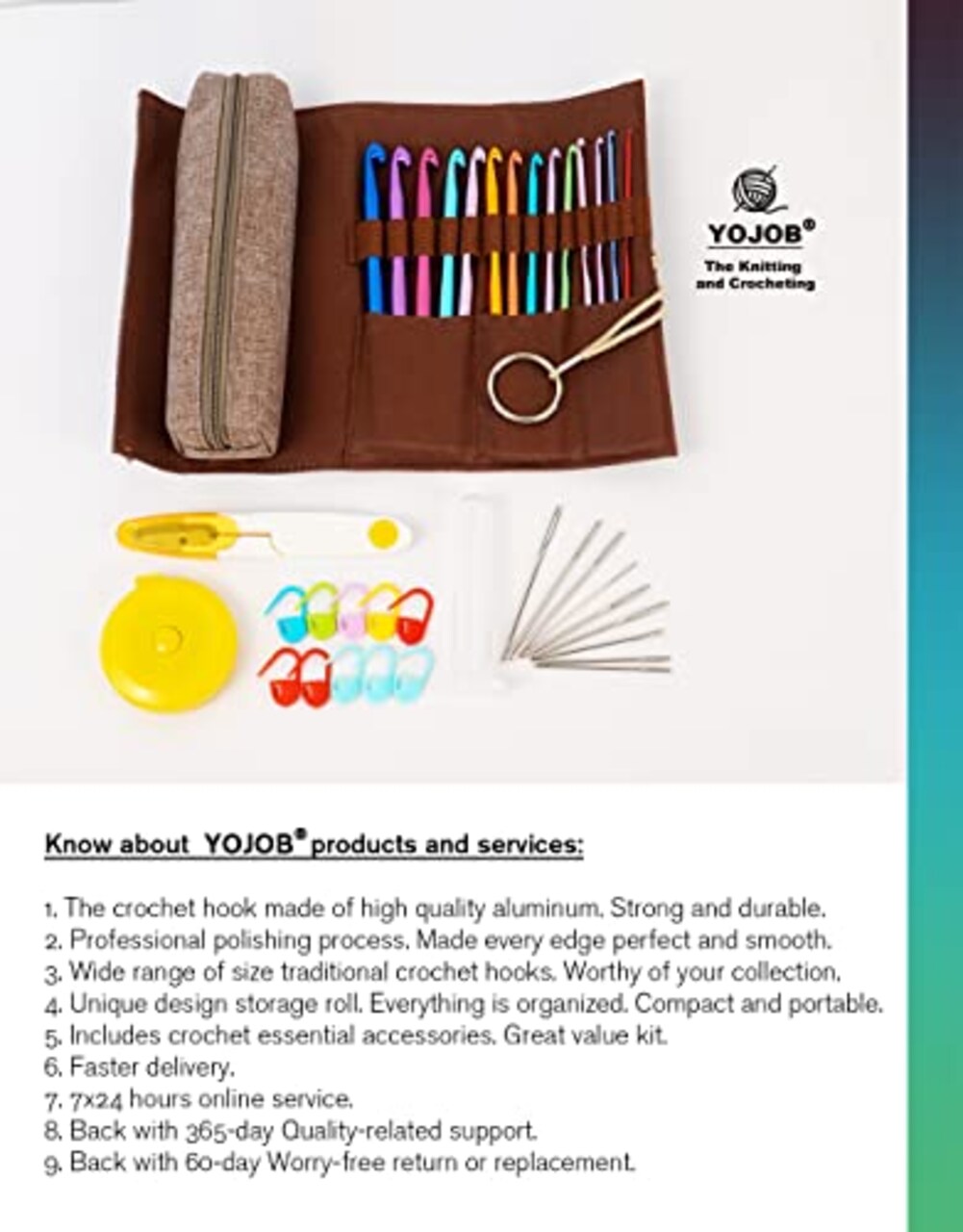 14 Sizes Crochet Hooks Kit, Super Smooth Crochet Hook Needle for Beginners or Advanced (Coffee)